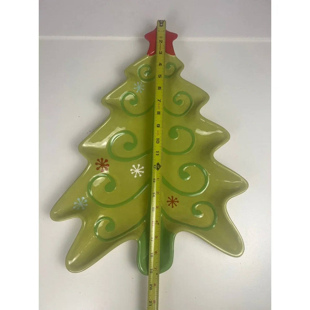 Target Holiday‎ 09 Green Ceramic Christmas Tree Serving Platter Tray